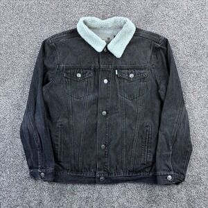 Vintage Y2K Levi's SilverTab Denim Jacket Women's XL Black Sherpa Lined Trucker